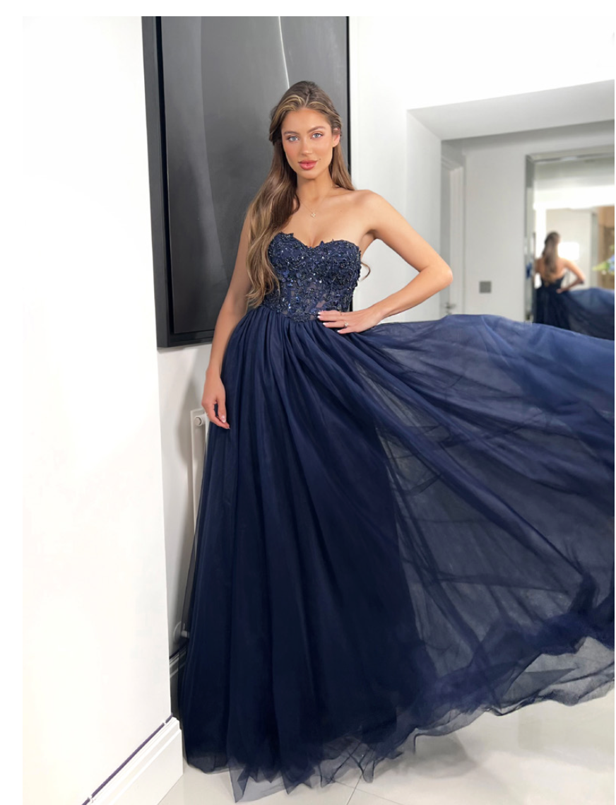 Navy Tulle Corset Dress