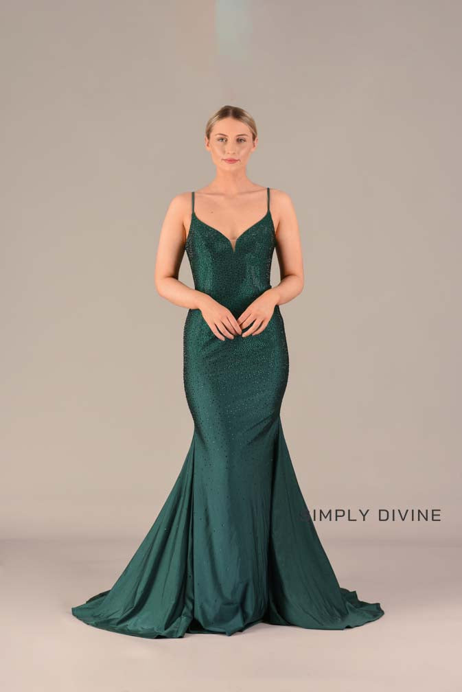 Emerald Dress embellished with diamonds  