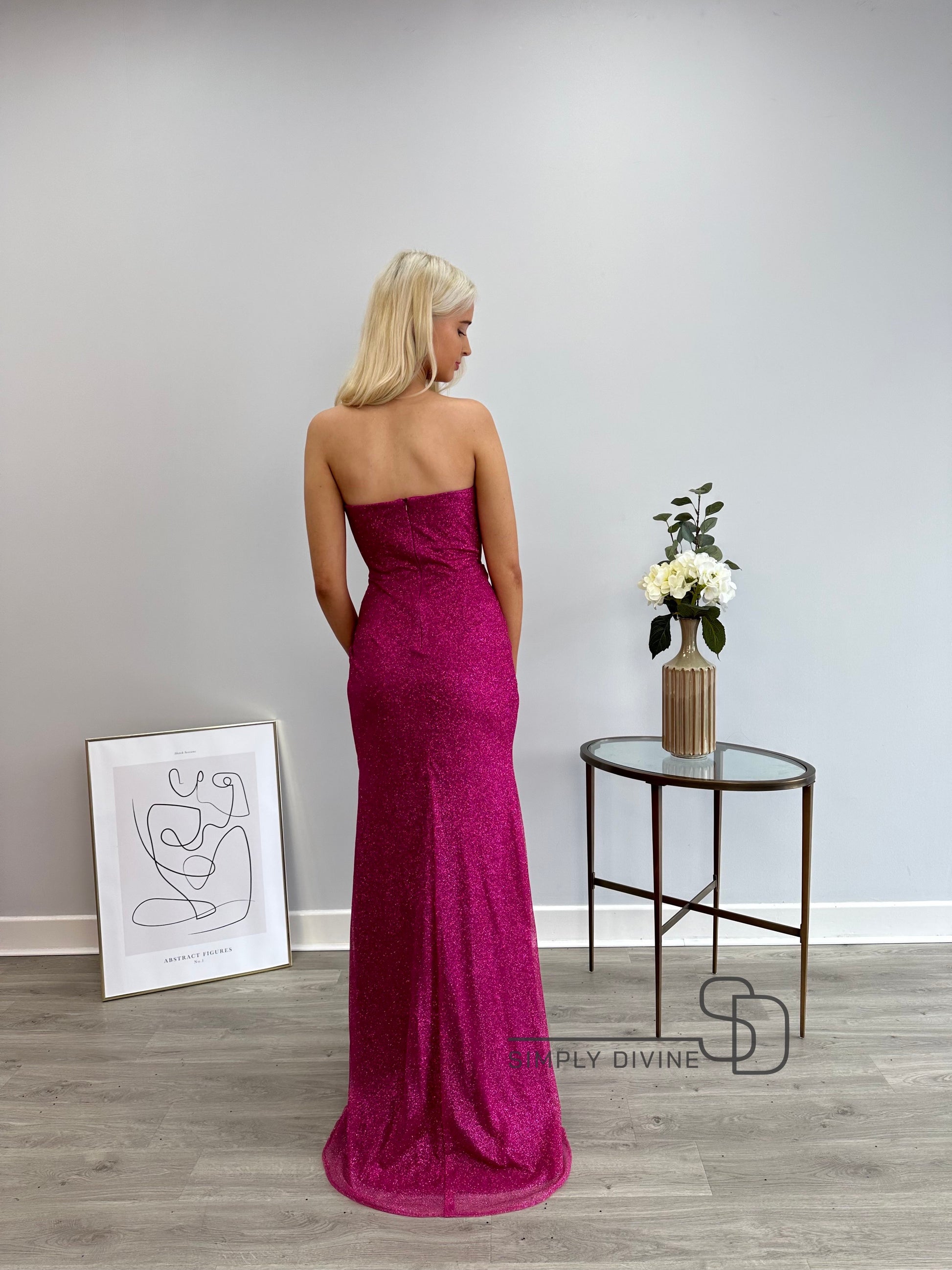 Pink Strapless Sparkling Dress