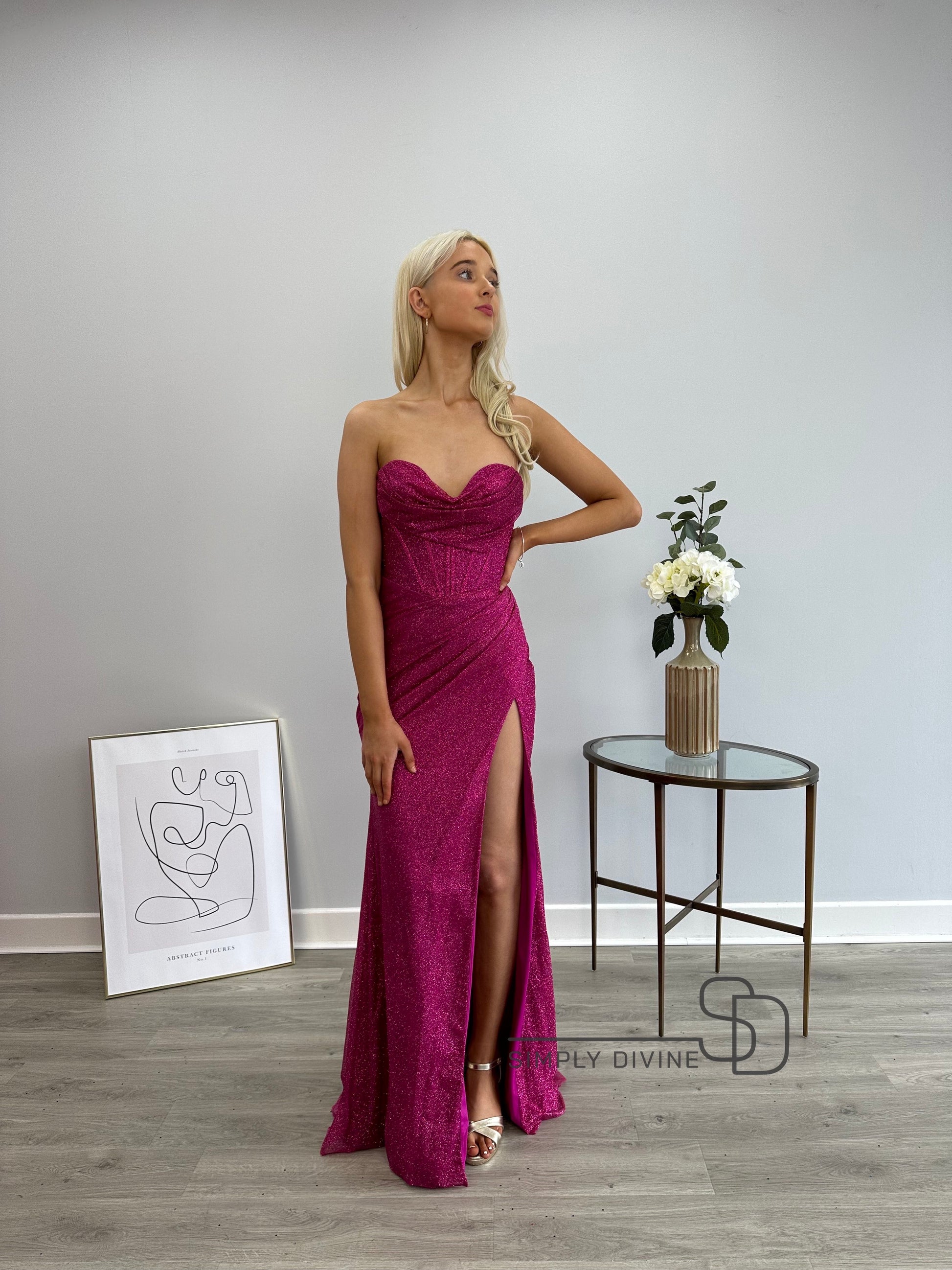 Pink Strapless Sparkling Dress