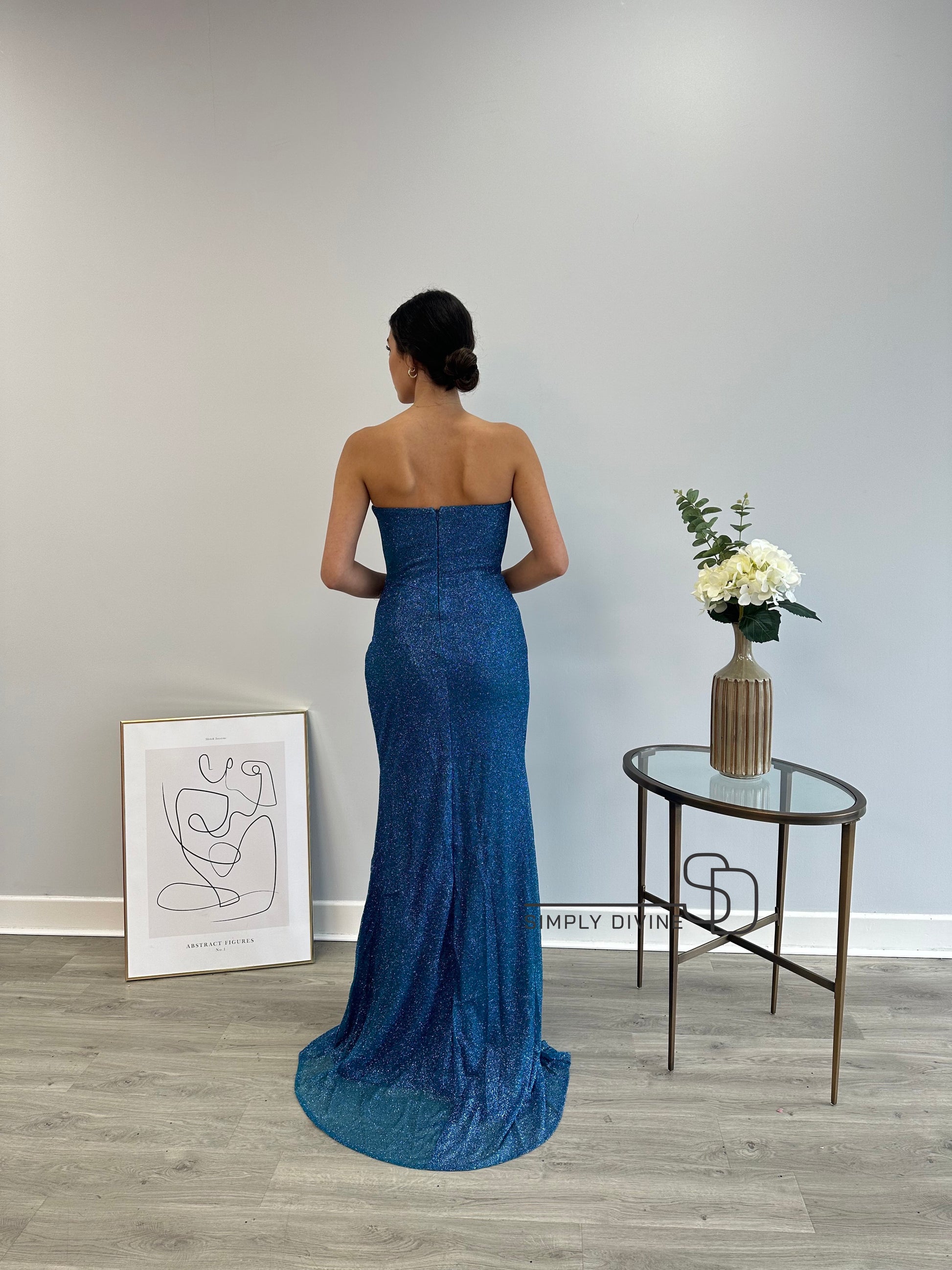 Blue Strapless Sparkling Dress