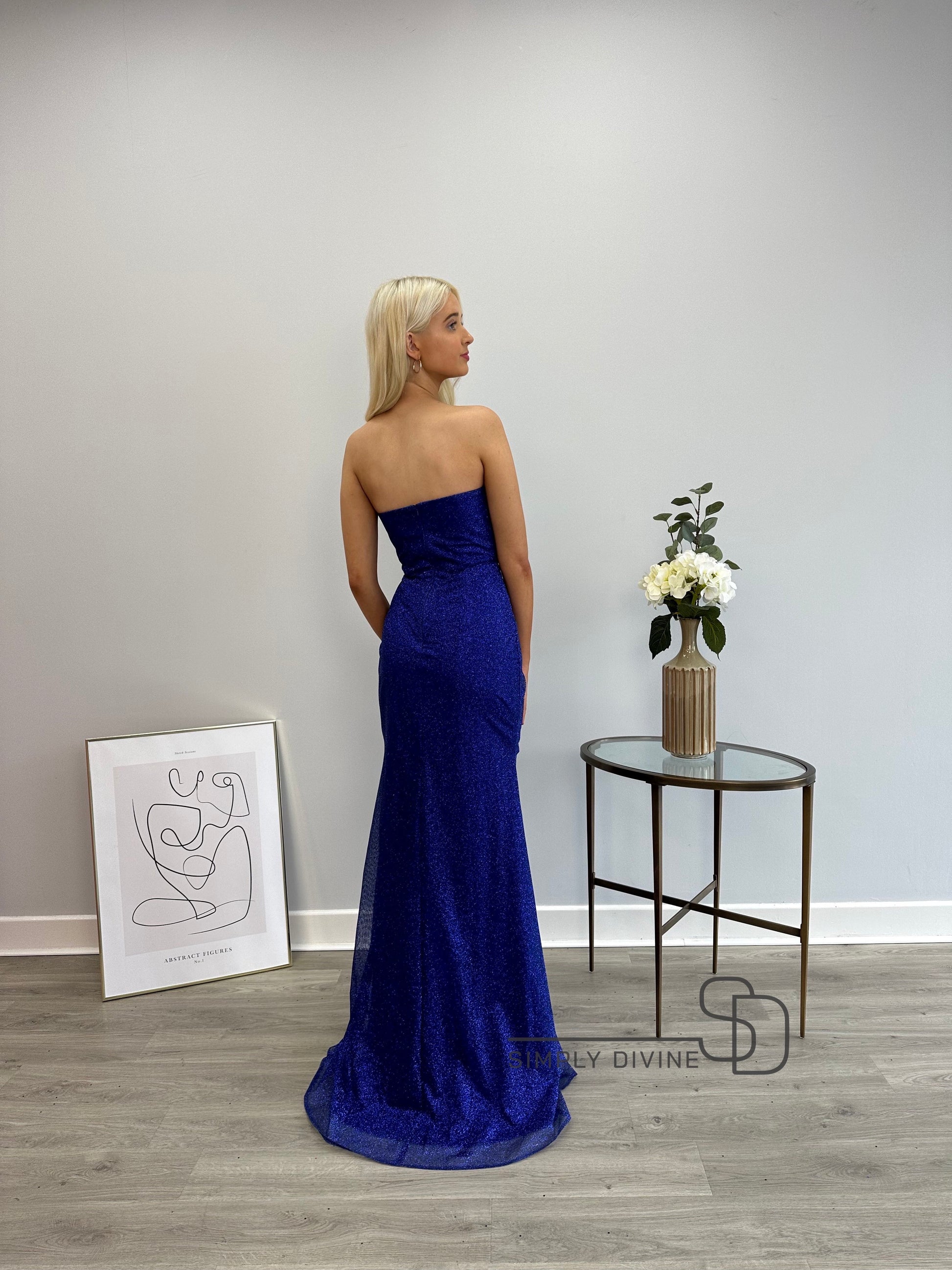 Blue Strapless Sparkling Dress