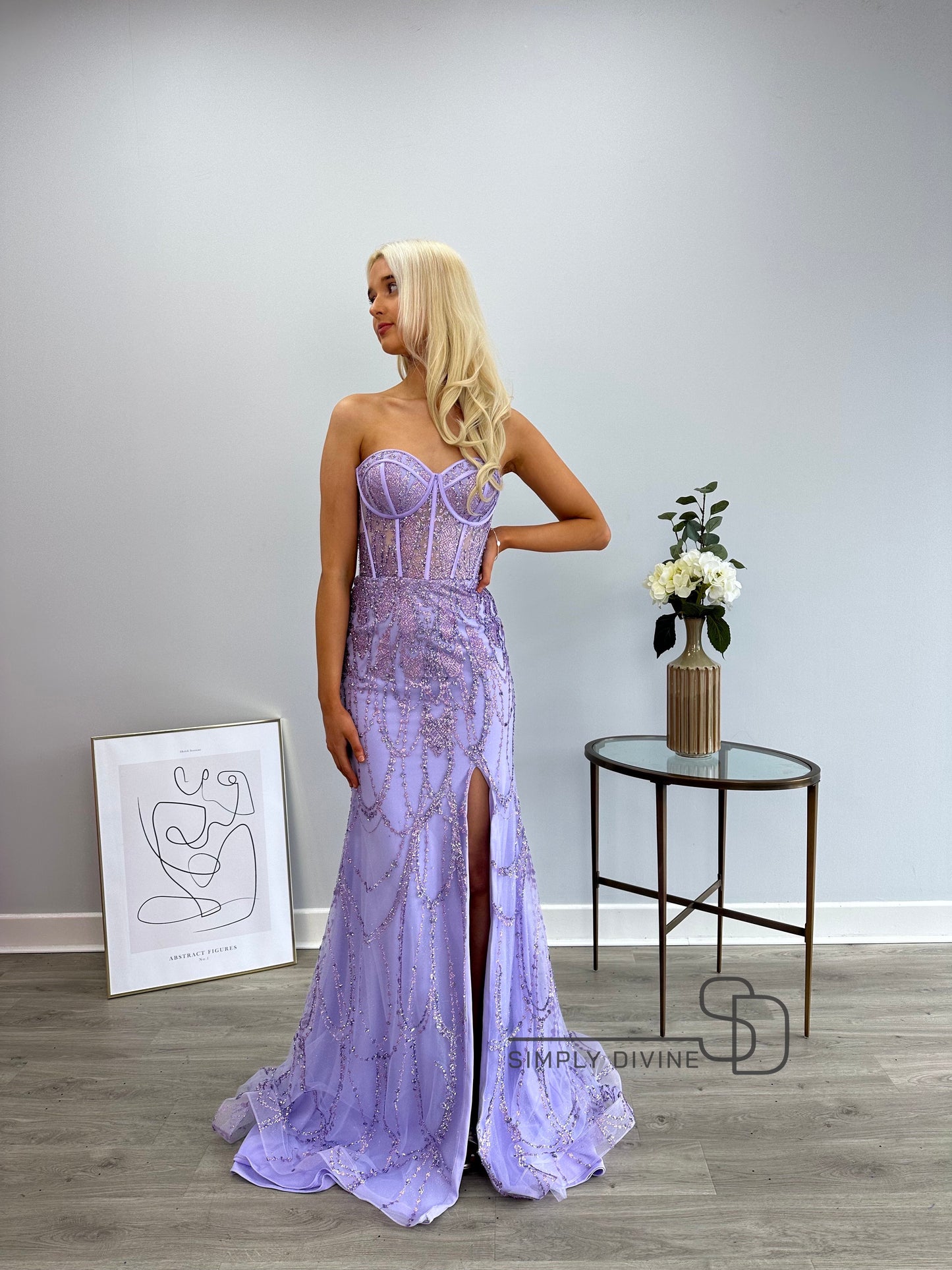Lilac Strapless Corset Dress