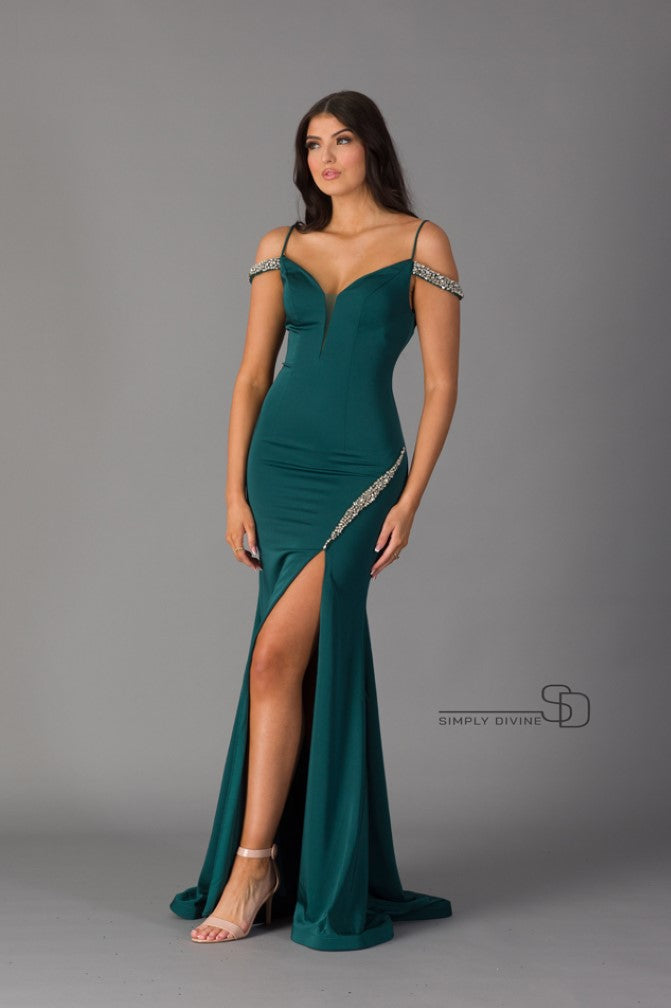 Emerald Off-the-shoulder Dress