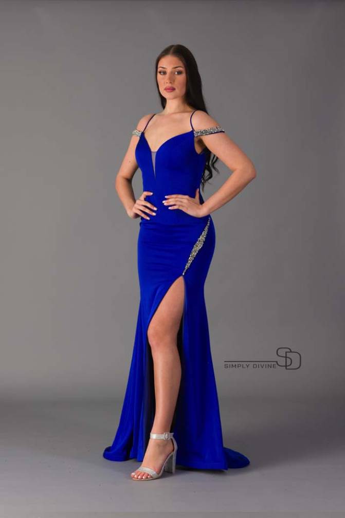 Royal Blue Off-the-shoulder Dress