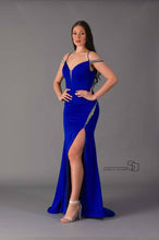 Load image into Gallery viewer, Royal Blue Off-the-shoulder Dress
