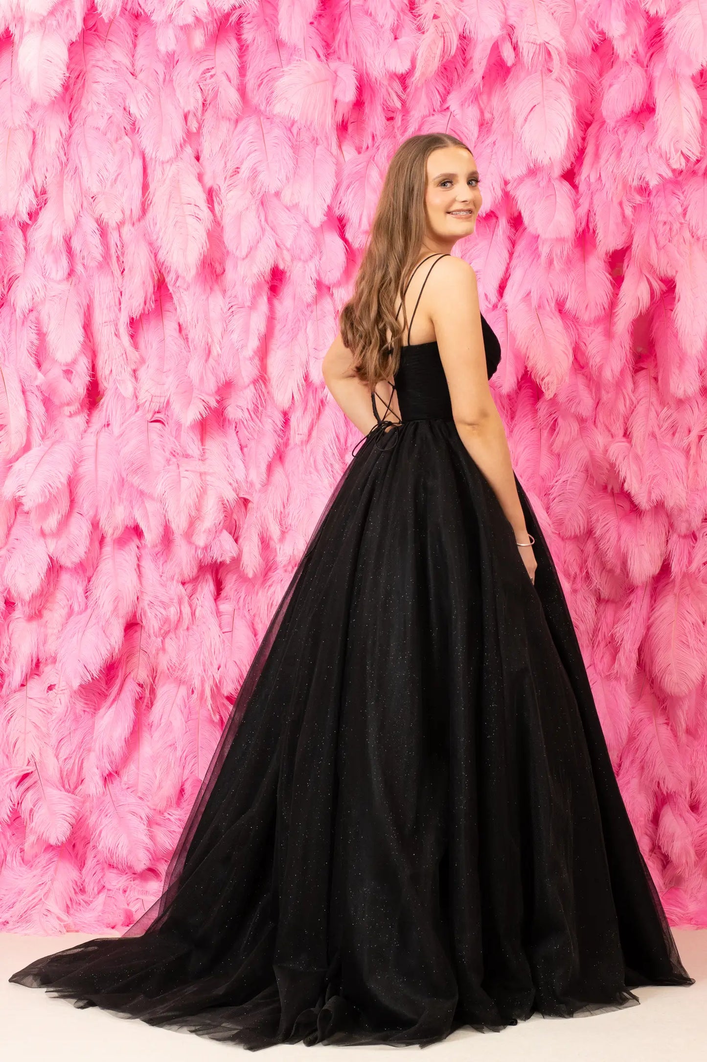 Tulle Glitter Black Prom Dress