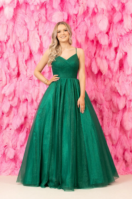 Tulle Glitter Emerald Prom Dress