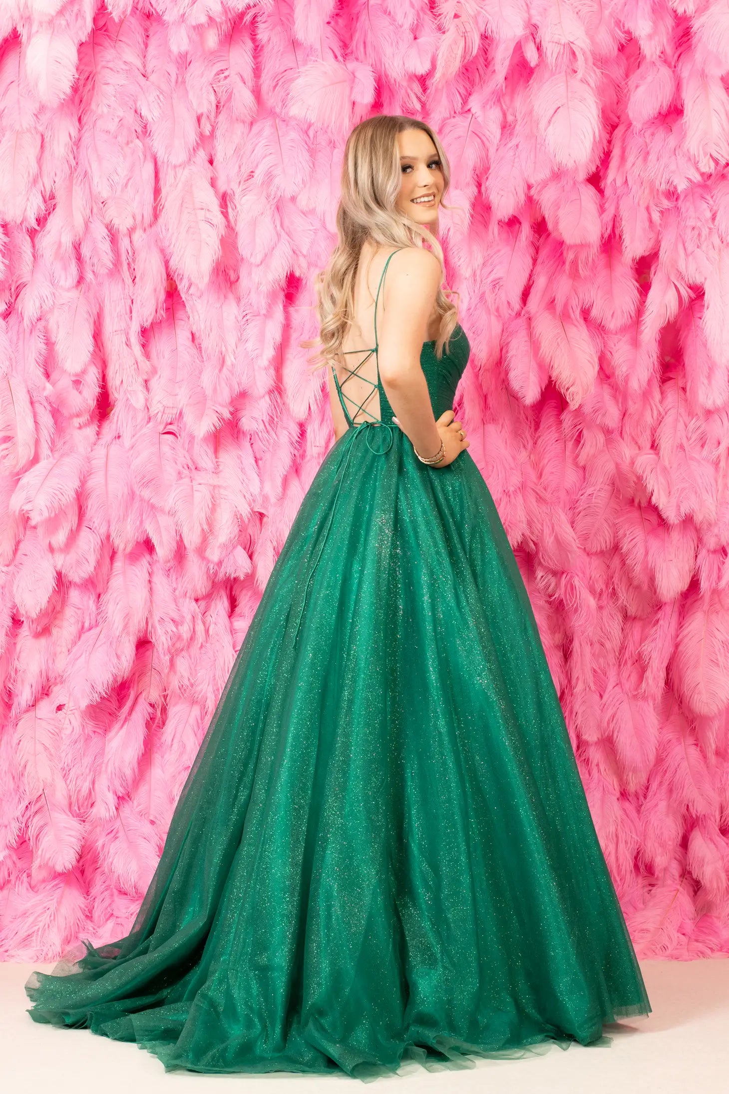 Tulle Glitter Green Prom Dress