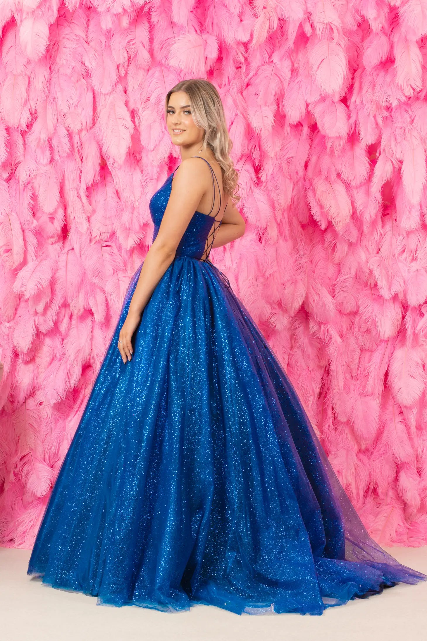 Tulle Glitter Navy Prom Dress