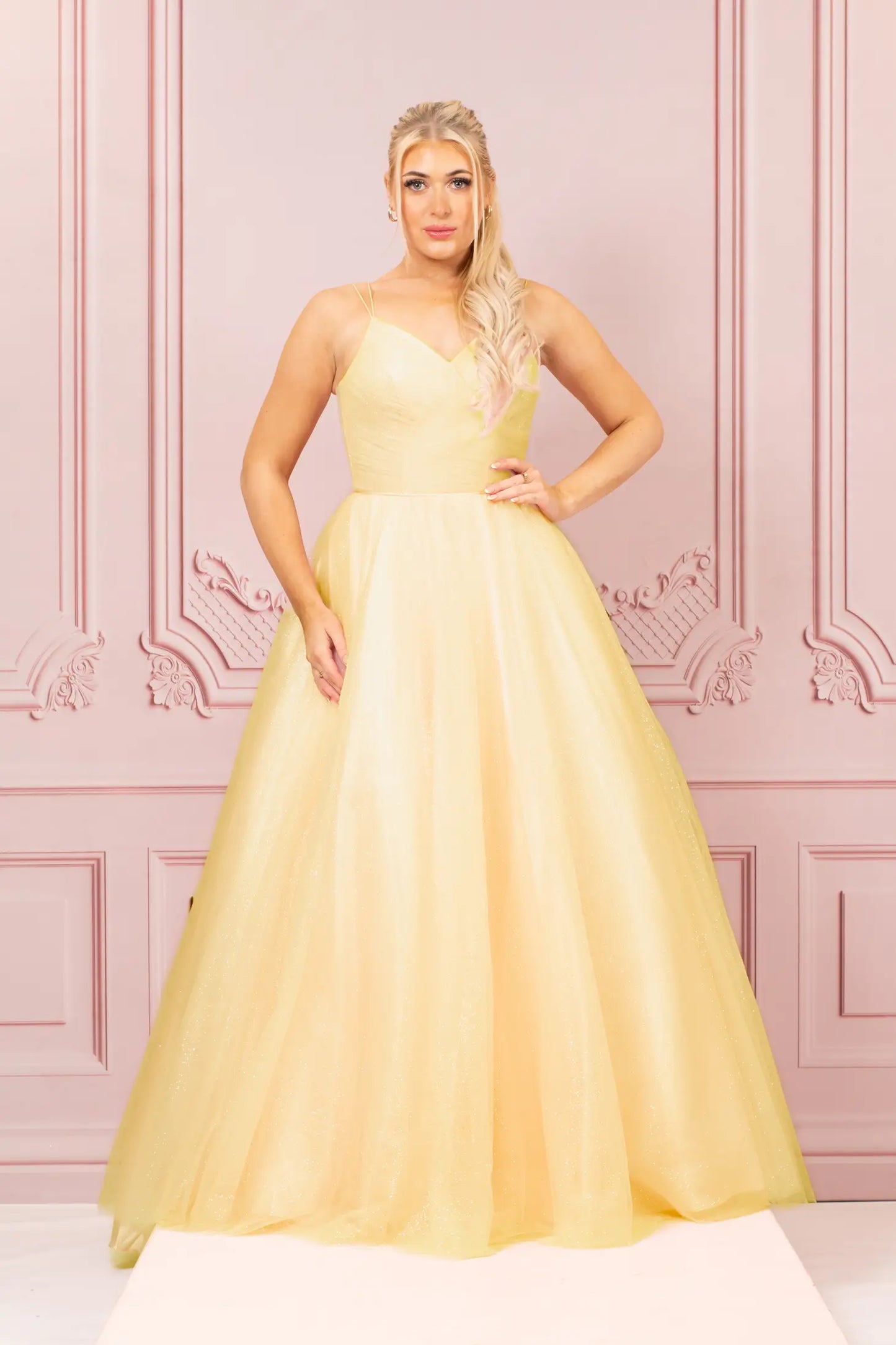 Tulle Glitter Yellow Prom Dress