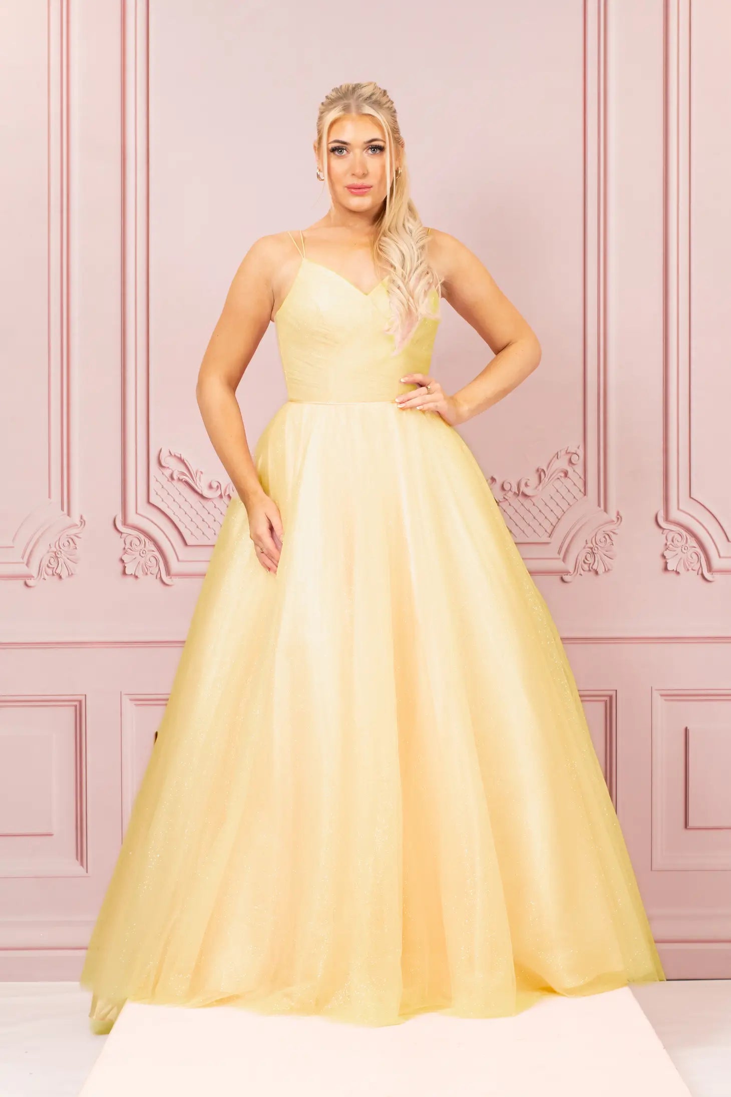 Tulle Glitter Yellow Prom Dress