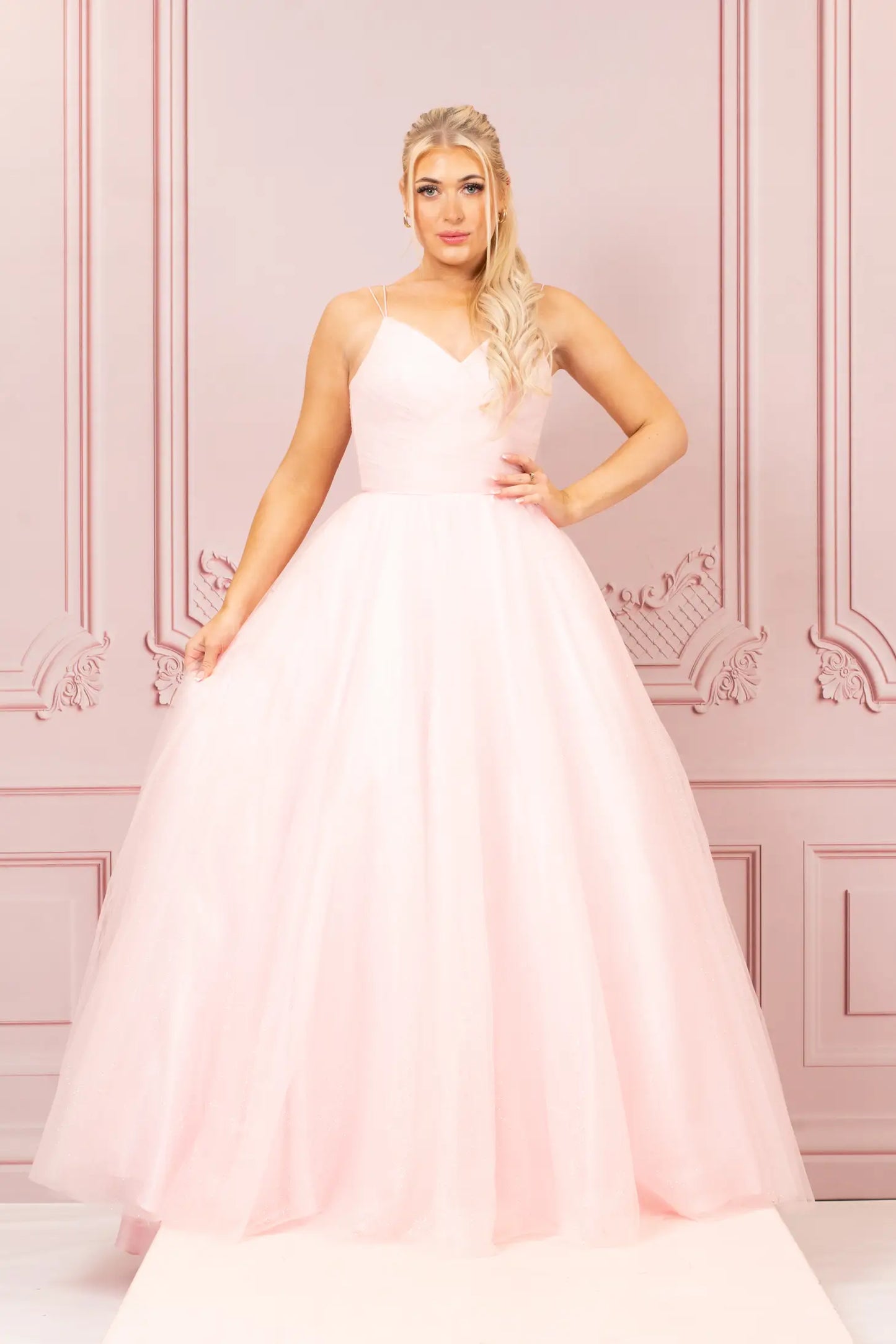 Tulle Glitter Pink Prom Dress