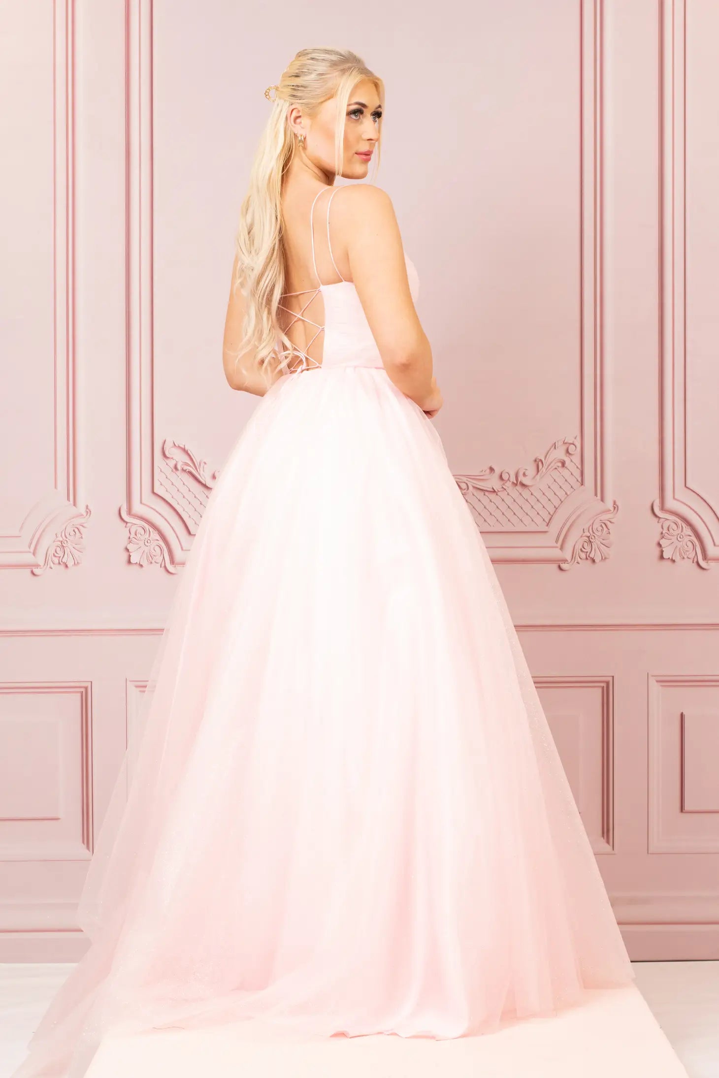 Tulle Glitter Pink Prom Dress