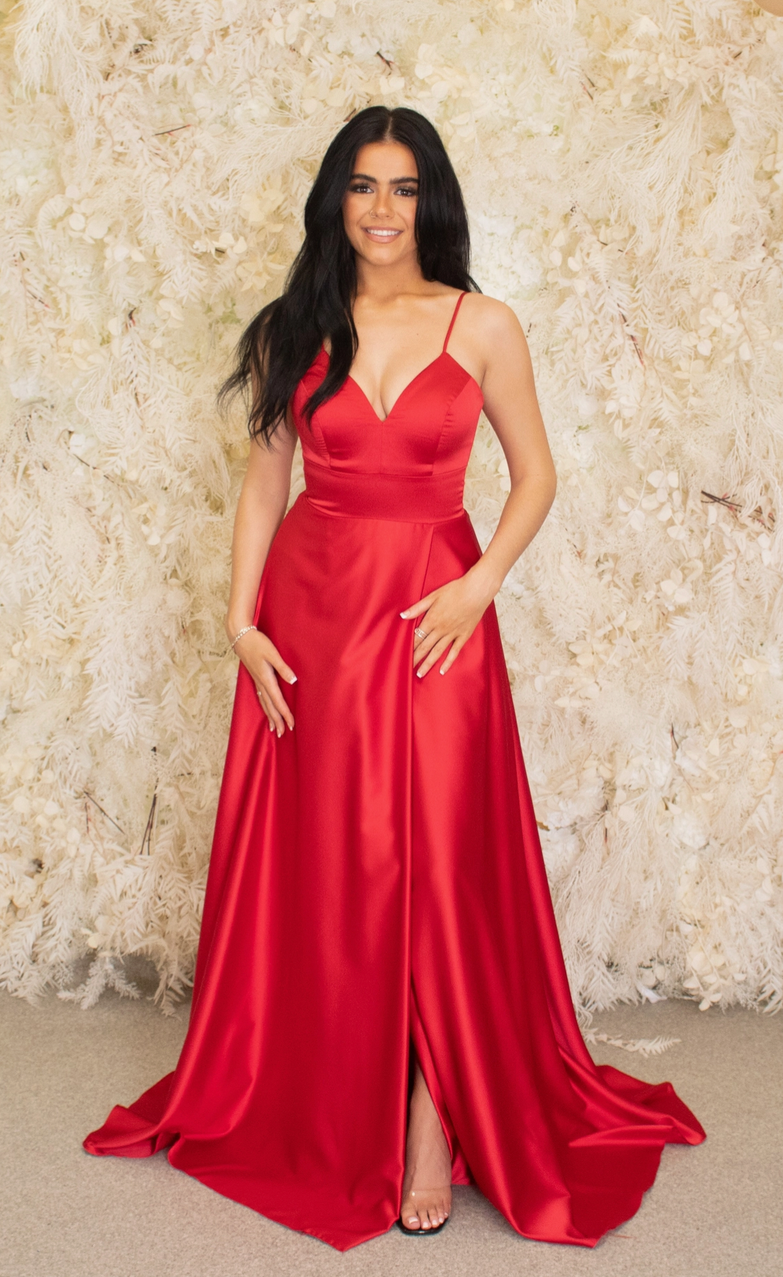 Red Satin Soft A-line Dress