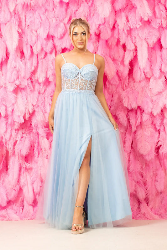 Baby Blue Tulle Prom Dress 