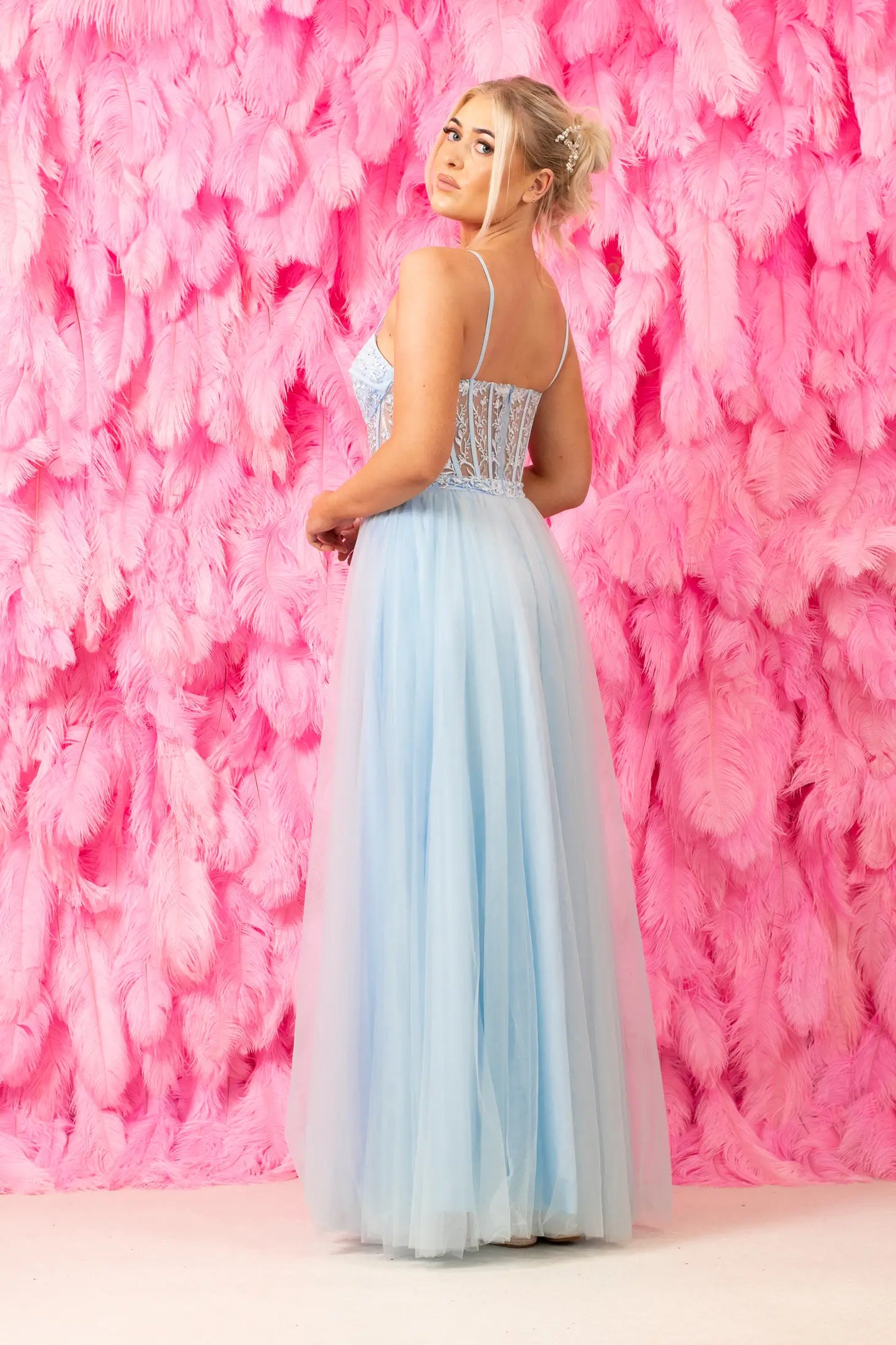 Baby Blue Tulle Prom Dress 