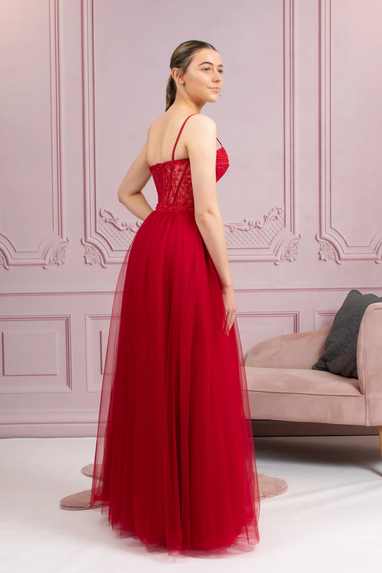 Red Tulle Prom Dress 