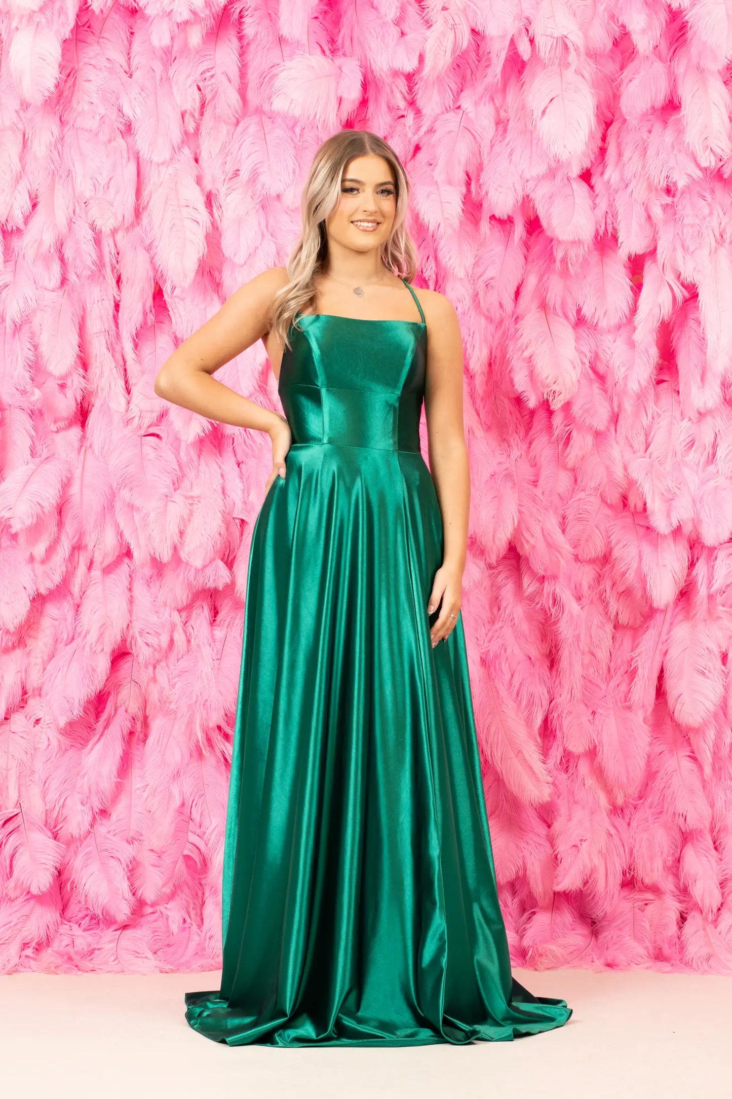 Emerald Satin Prom Dress