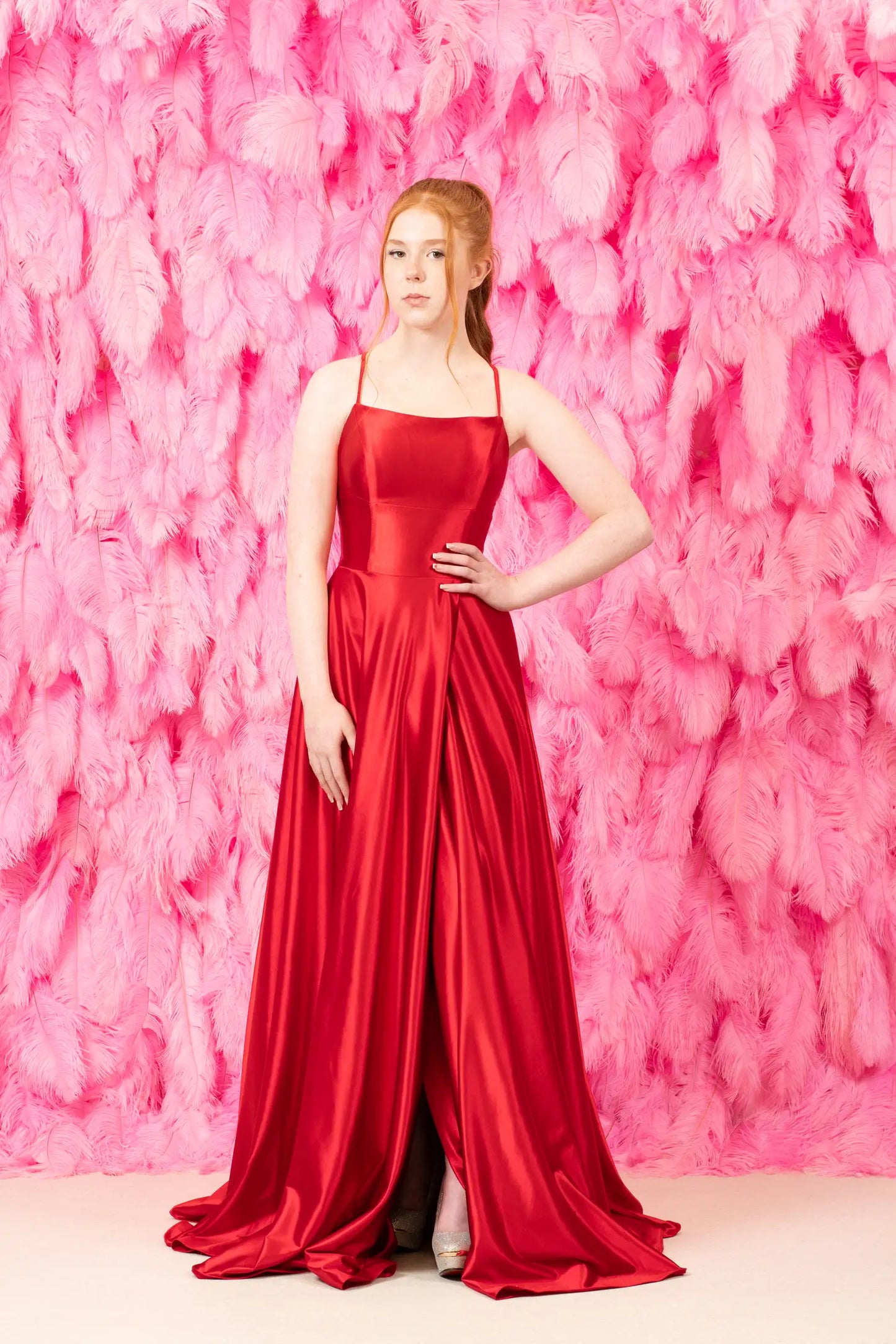 Bright Red Silk Prom Dress