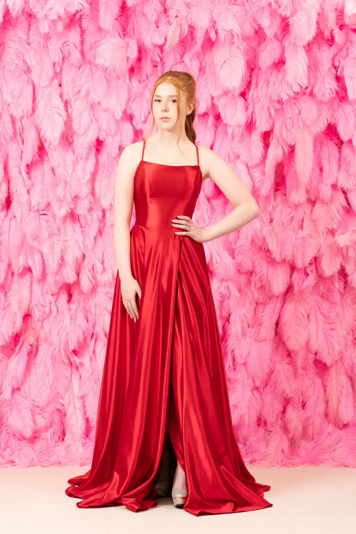 Bright Red Silk Prom Dress