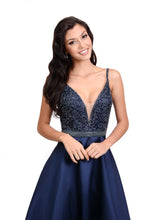 Load image into Gallery viewer, Navy prom dress 

