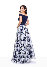 Load image into Gallery viewer, Navy Prom dress off shoulder

