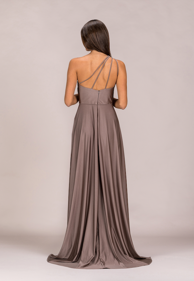 Brown One-Shoulder Prom Dress