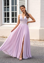 Load image into Gallery viewer, Lilac pleated evening dress
