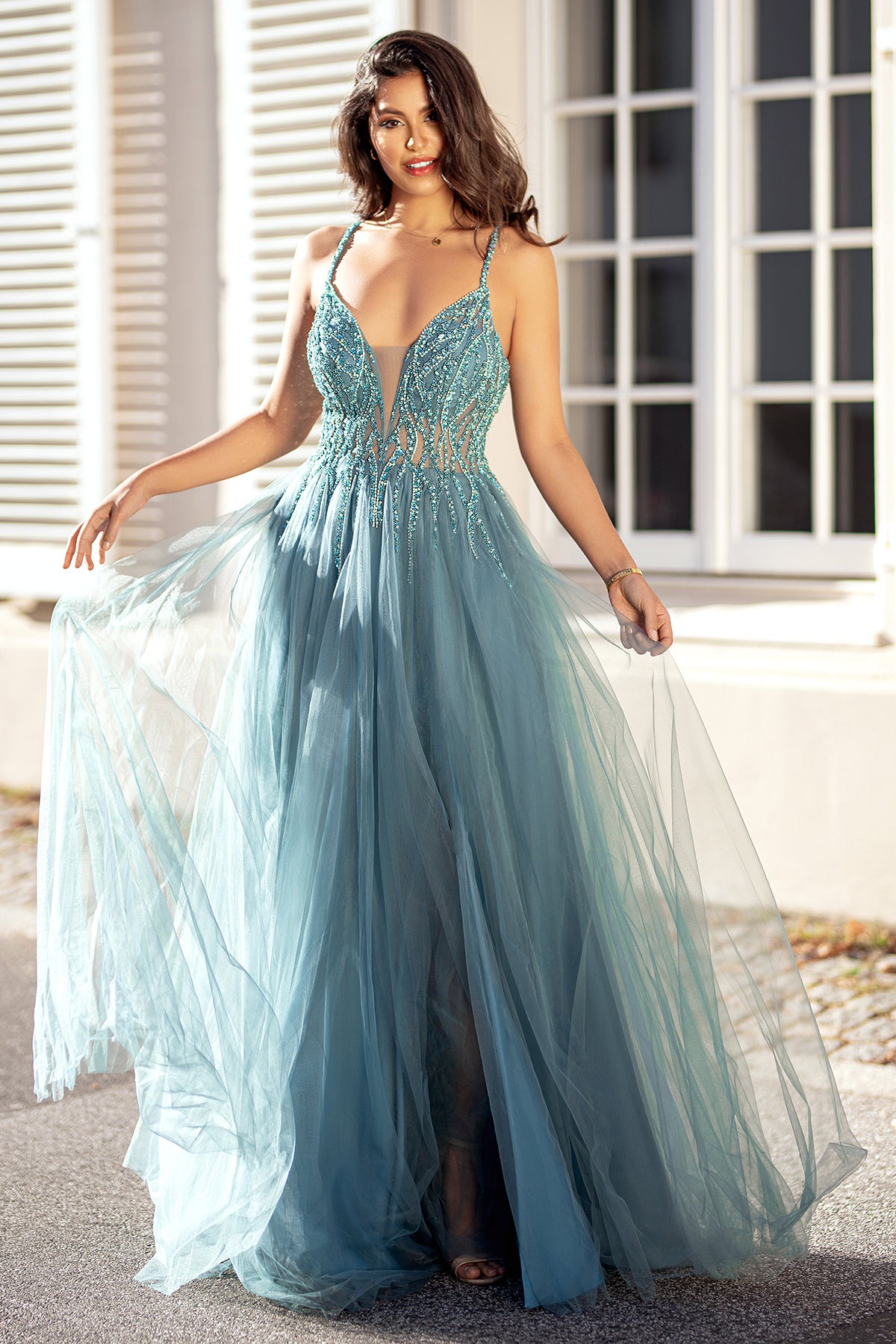 0667 Moonlight Jade Prom Dress
