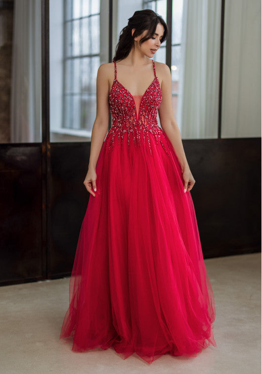 Vibrant red prom dress
