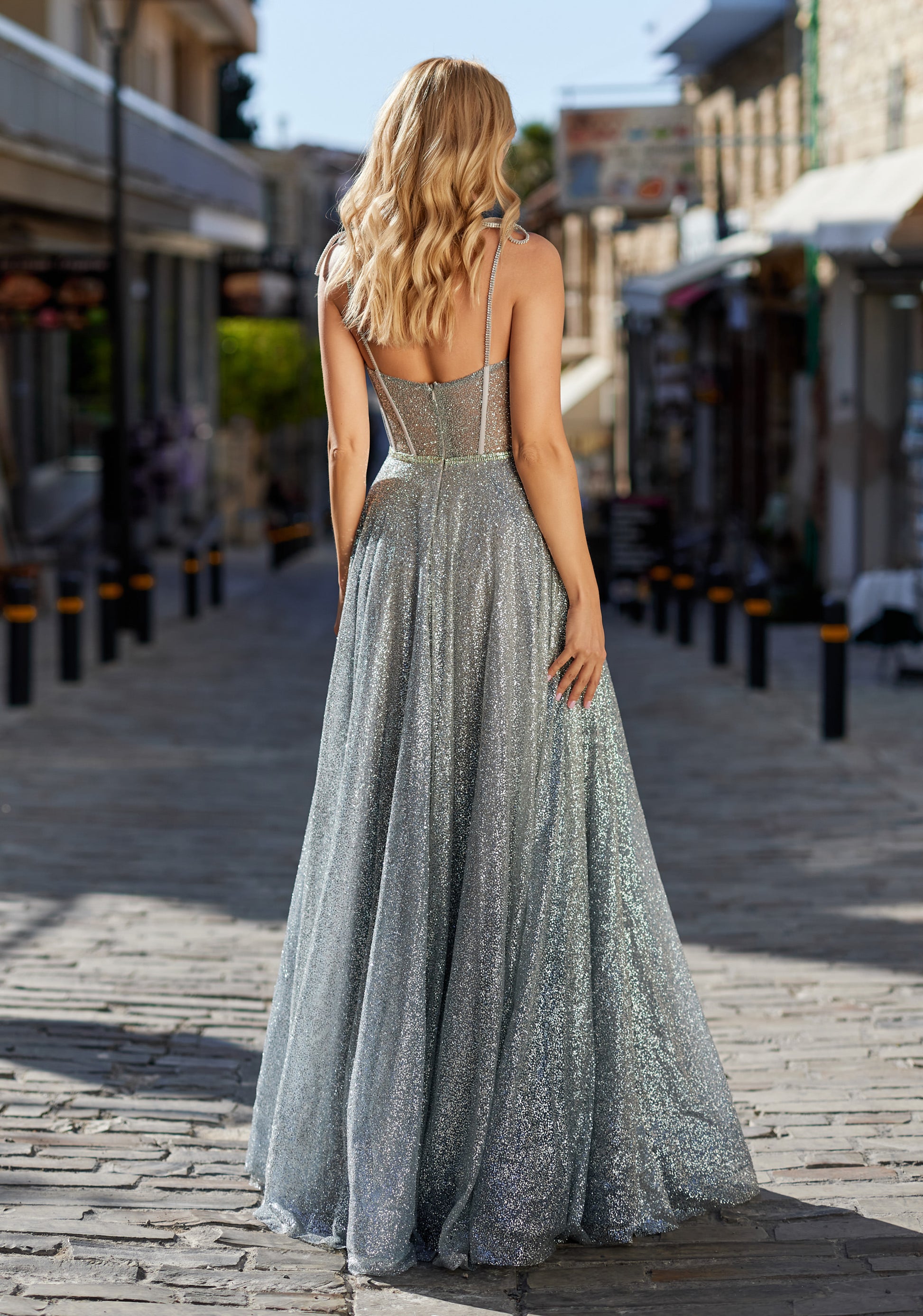 Glitter Silver Evening & Prom Dress