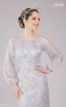 Load image into Gallery viewer, Silver long sleeve mother of the bride dress
