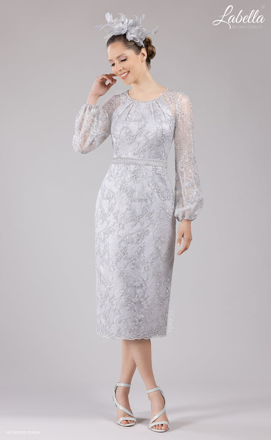 Silver long sleeve mother of the bride dress