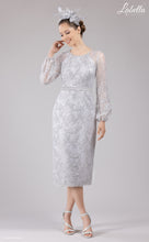 Load image into Gallery viewer, Silver long sleeve mother of the bride dress
