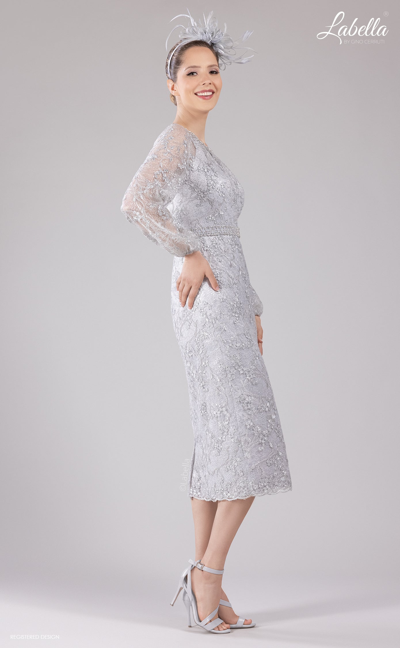 Silver long sleeve mother of the bride dress