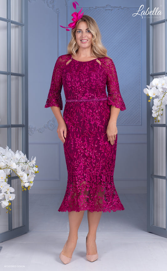 Bright pink lace mother of the Bride Outfit