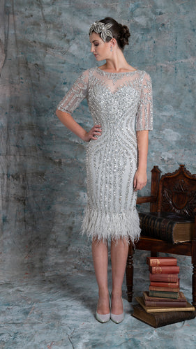 Silver embellished mother of the bride dress