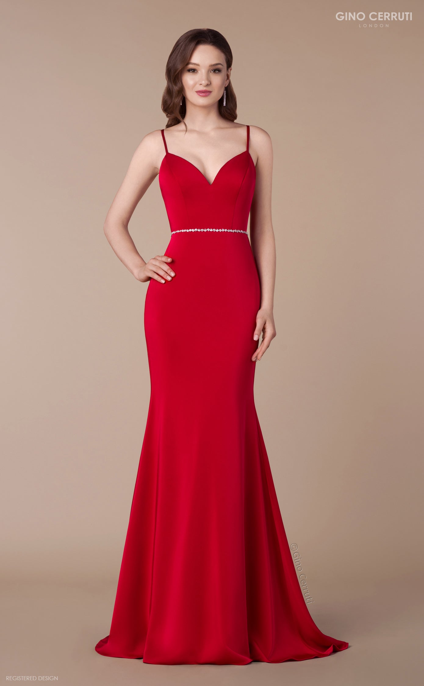 Plain red prom dress