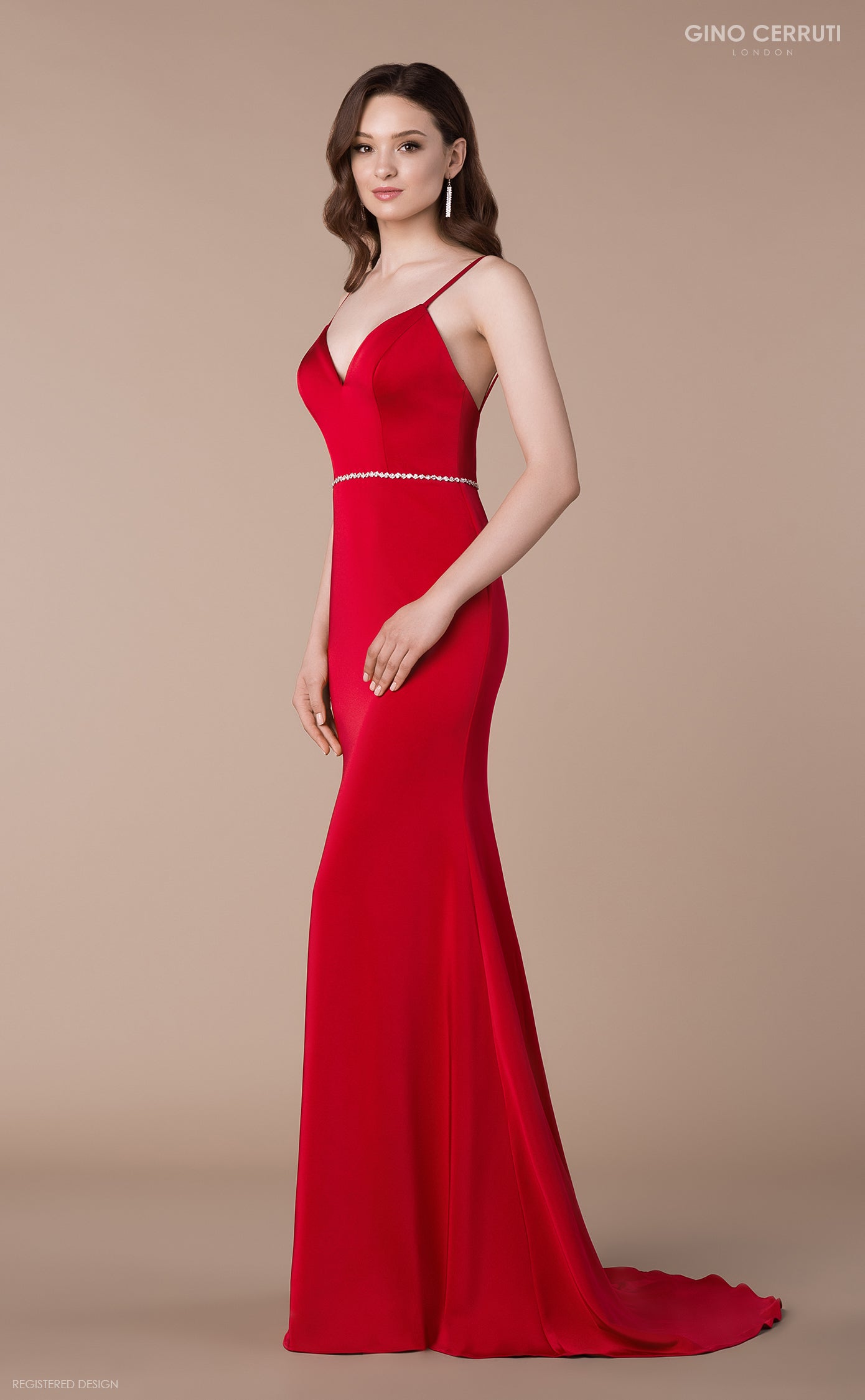 Plain red prom dress