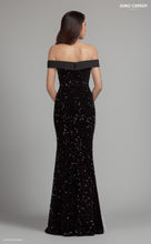 Load image into Gallery viewer, Black off the shoulder sparkly prom dress

