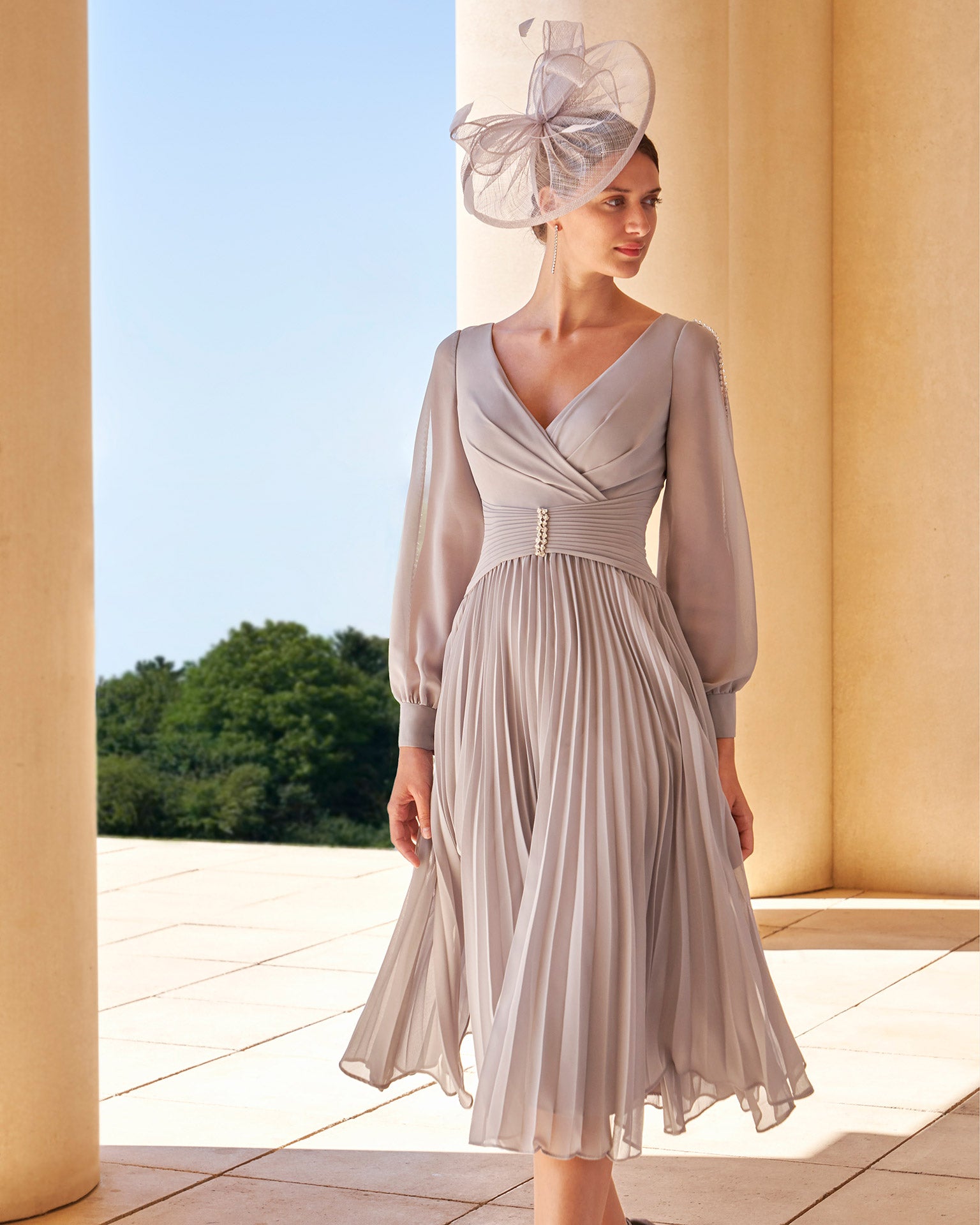 Floaty mother of the bride dress pleated