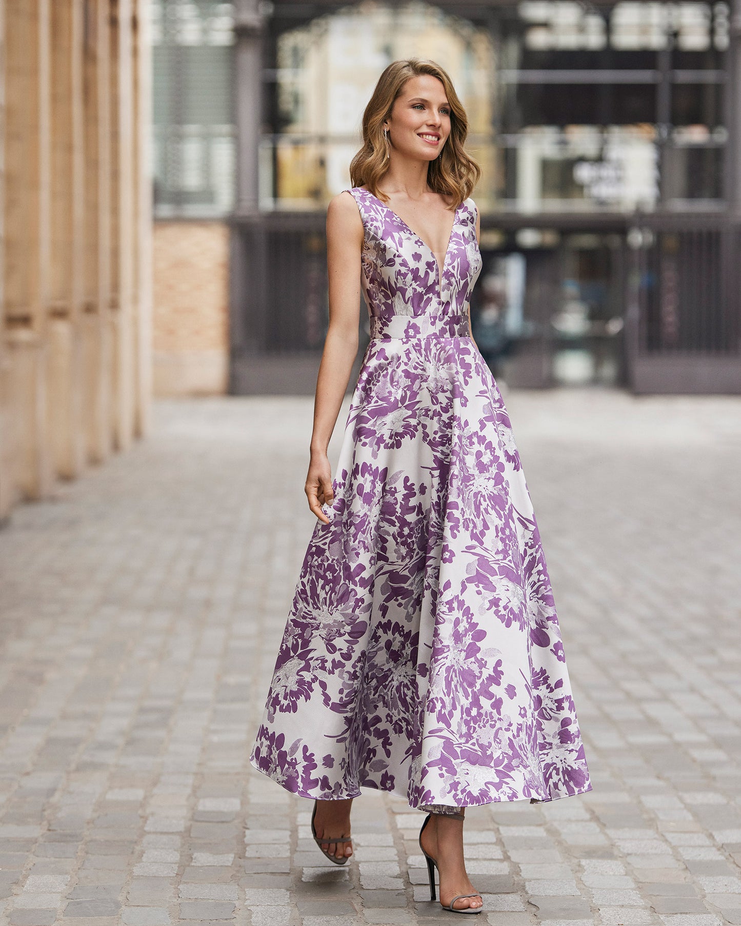 Lavender floral mother of the bride dress