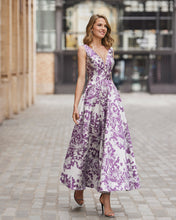 Load image into Gallery viewer, Lavender floral mother of the bride dress
