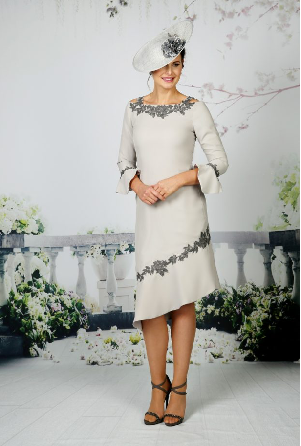 Platinum and Grey Lace Occasion Dress