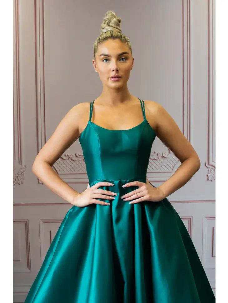 plain green prom dress