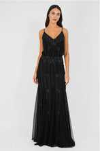Load image into Gallery viewer, black beaded bridesmaid dress
