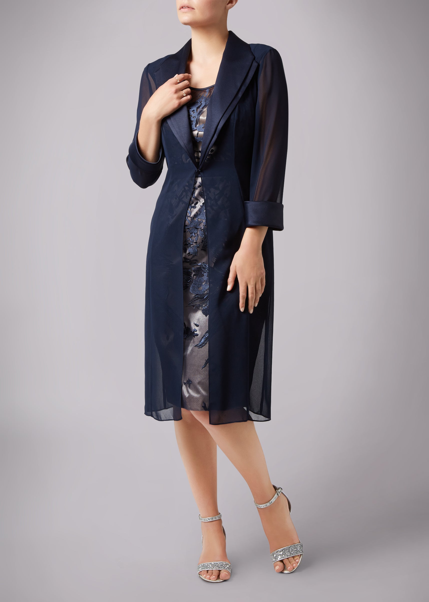 Navy mother of the bride and groom outfit with jacket