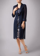 Load image into Gallery viewer, Navy mother of the bride and groom outfit with jacket
