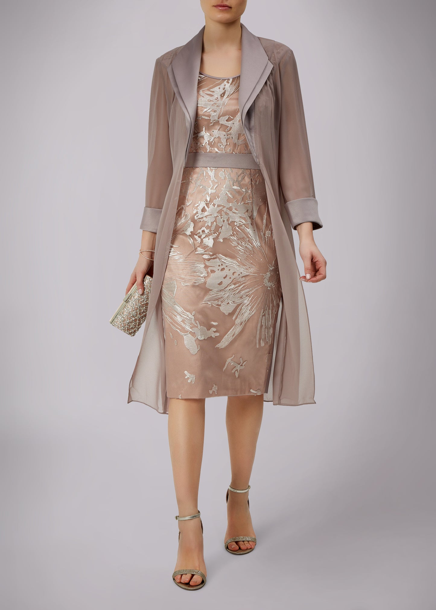 blush and taupe mother of the bride outfit